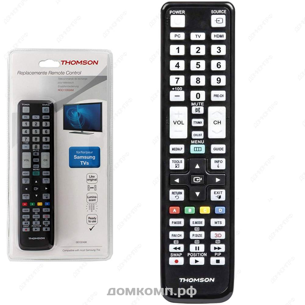 Универсальный пульт Thomson H-132498 Samsung TVs черный ROC1105SAM. Купить  недорого на домкомп.рф